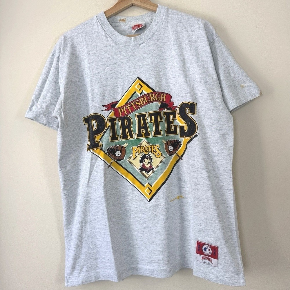 Vintage 90's Pittsburgh Pirates Nutmeg MLB Single Stitch Gray Tee Shirt - Large